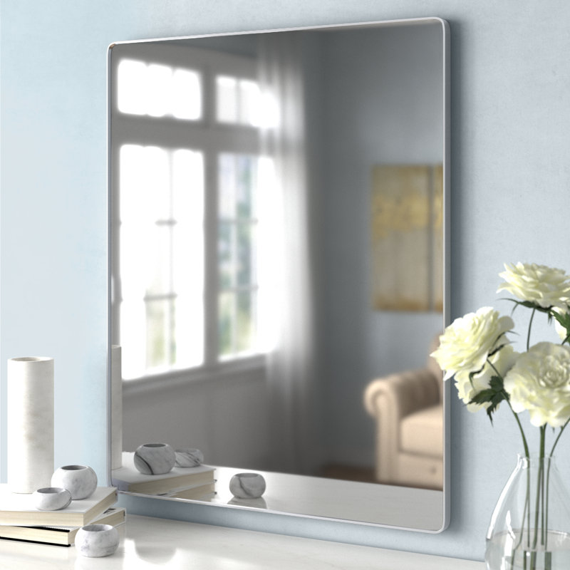 Miroir mural rond en nickel poli Kye 22 x 40, Nickel poli, 22" x 40"