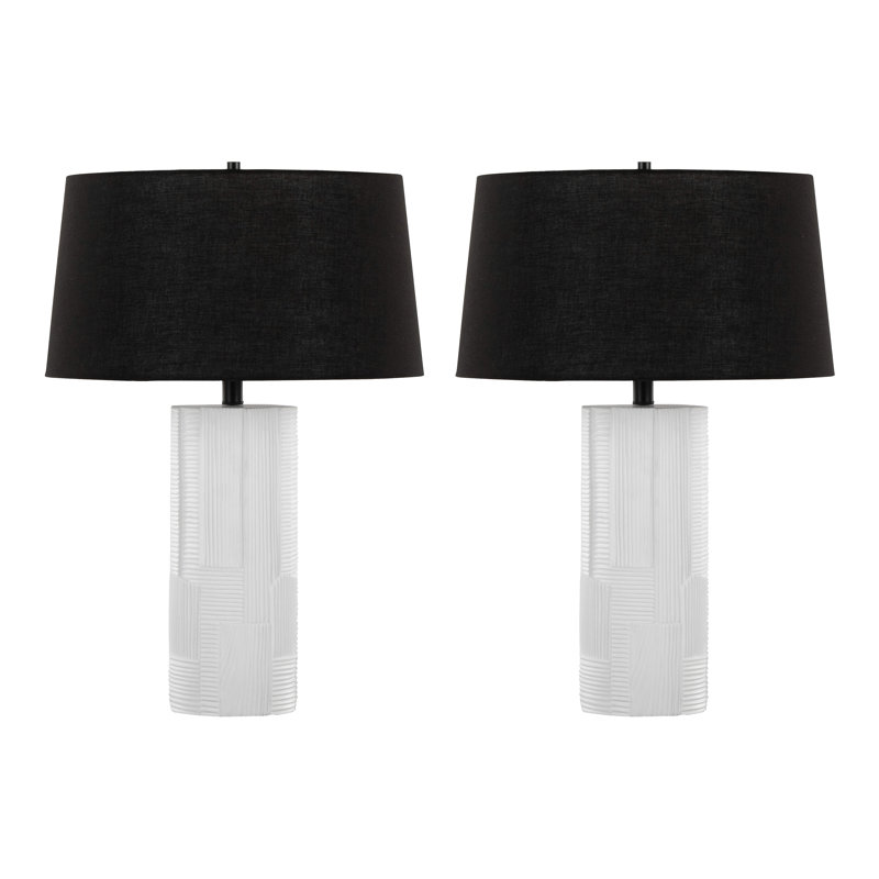 Lampe de table contemporaine 26 "avec abat-jour en lin noir Petra - ensemble de 2