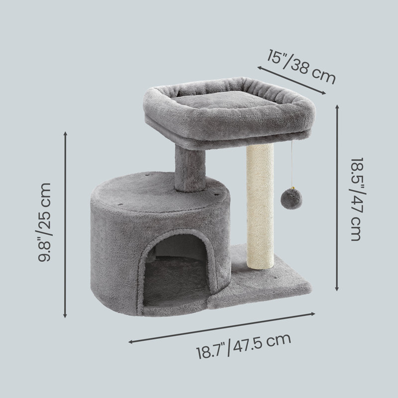 Cat Tree Tower with Condo and Scratching Post for Small Spaces, Light Gray