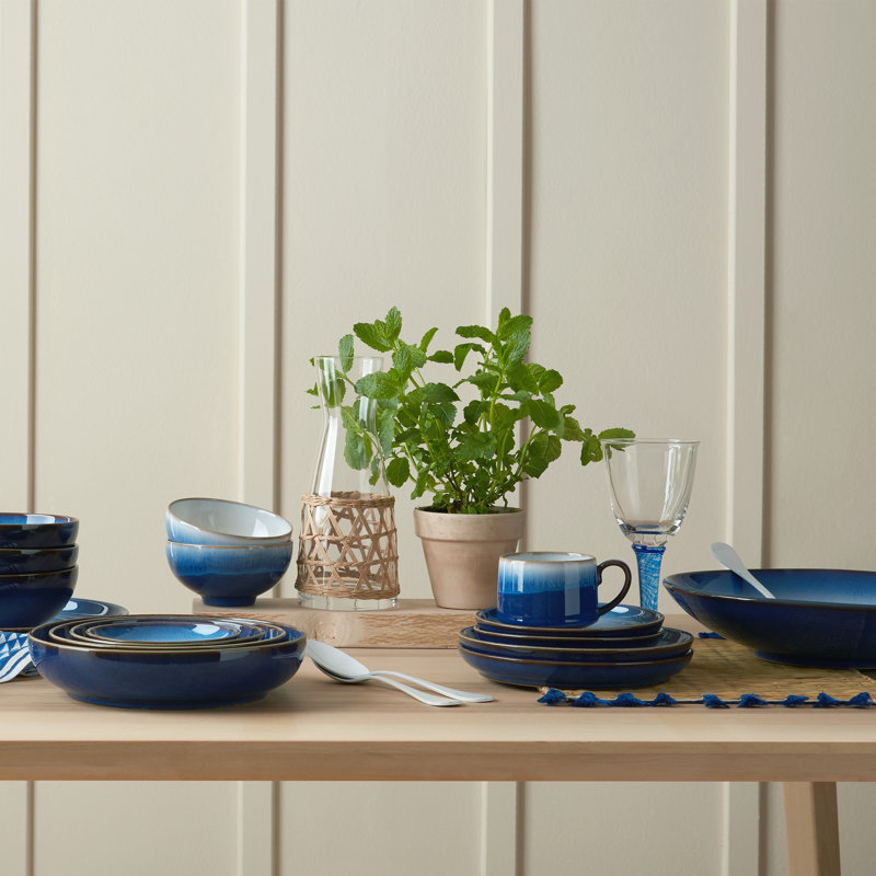 6.7'' Stoneware Appetizer Plate , Set of 4, Blue
