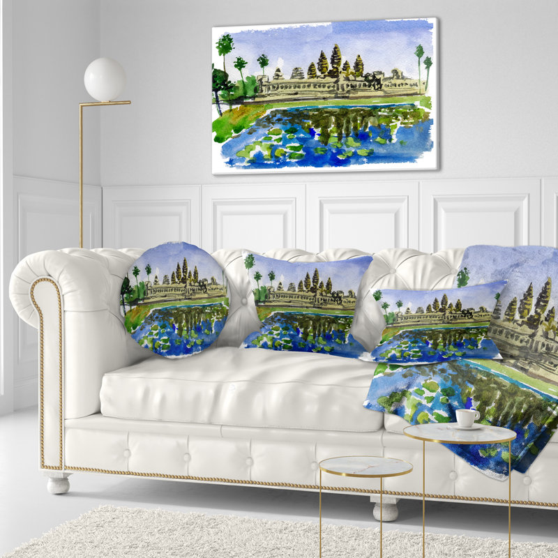 Coussin lombaire à vecteur cityscape cambodge