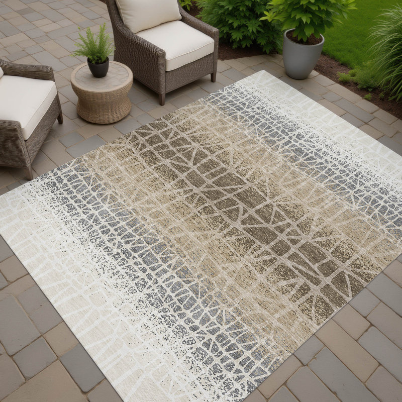 Machine Washable Indoor/Outdoor Raemoore ACN2404 Geometric Rug, Rectangle 9' x 12'