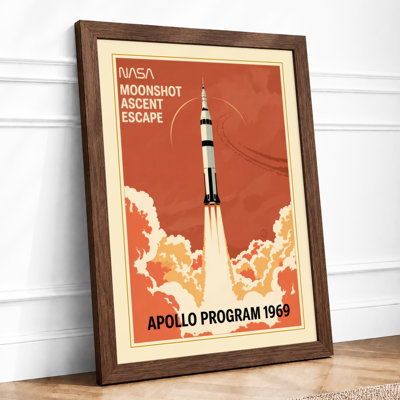 Apollo Moonshot Ascent Retro - Framed Print