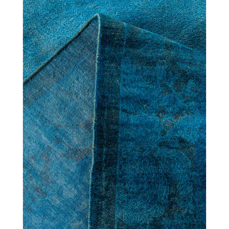 Tapis bleu unique des années 2000 de 12 pi 4 po x 17 pi 4 po Ellzey