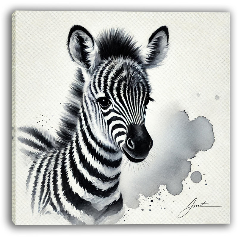 «Elegant Baby Zebra», art mural sur toile, H 12 po x l 12 po