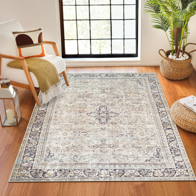 Machine Washable Vintage Area Rug Grey/Brown_BODA2304, Rectangle 160 x 213cm