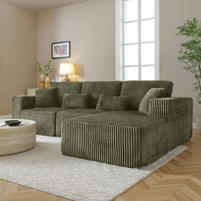 Canapé modulaire de 109 po, canapé modulaire Cloud avec assise profonde, canapé modulaire moderne en forme de L avec méridienne, fauteuils rembourrés pour salon, sans assemblage