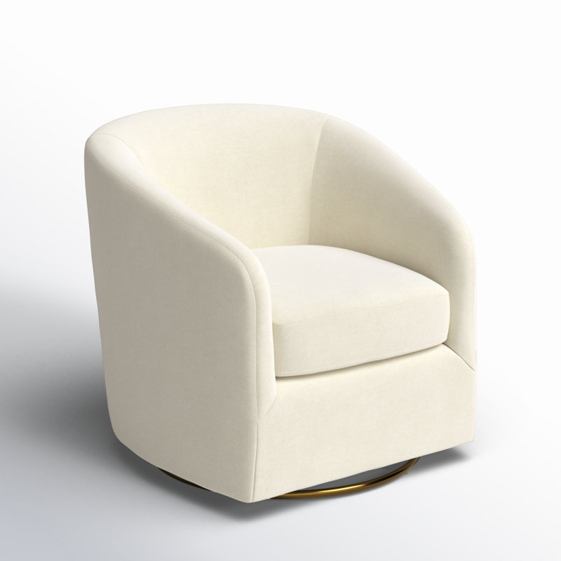 Holden Velvet Swivel Accent Chair, Ivory Velvet