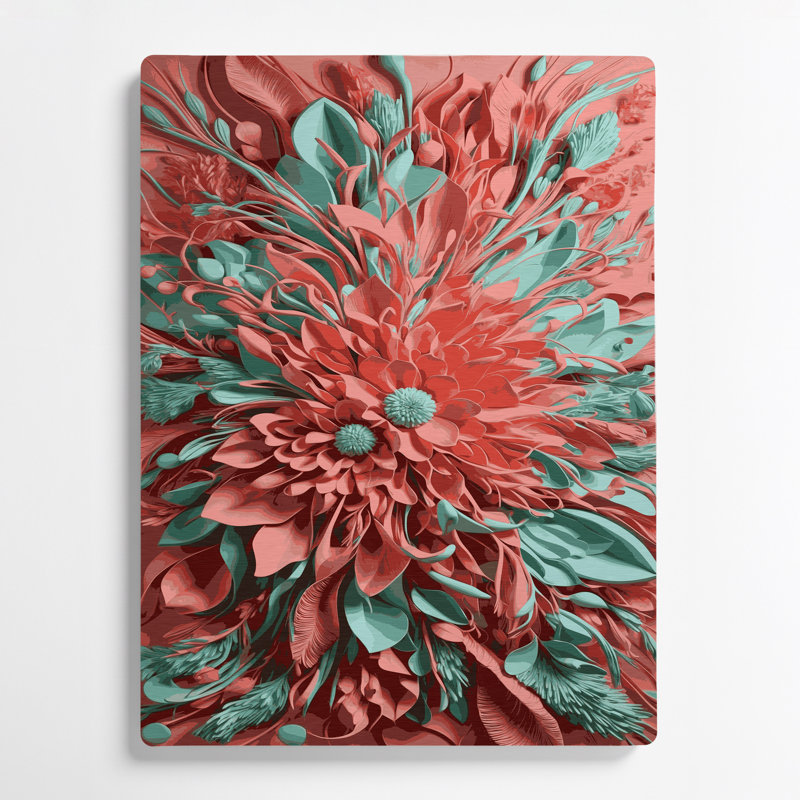 Abstrait floral 41, art mural gris en métal, H 20 po x l 24 po