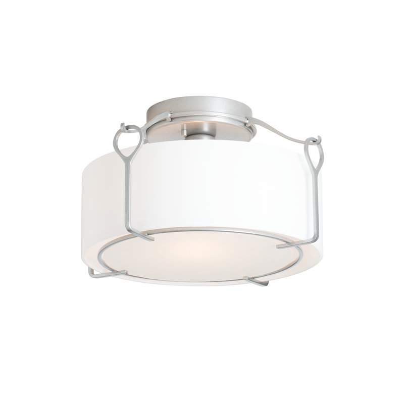 Bow 1 - Light Semi Flush Mount, Opal White, Vintage Platinum