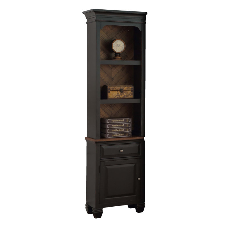 Armoire de gauche avec finition héritage, sans assemblage, idéale pour organiser et présenter des livres et des décorations