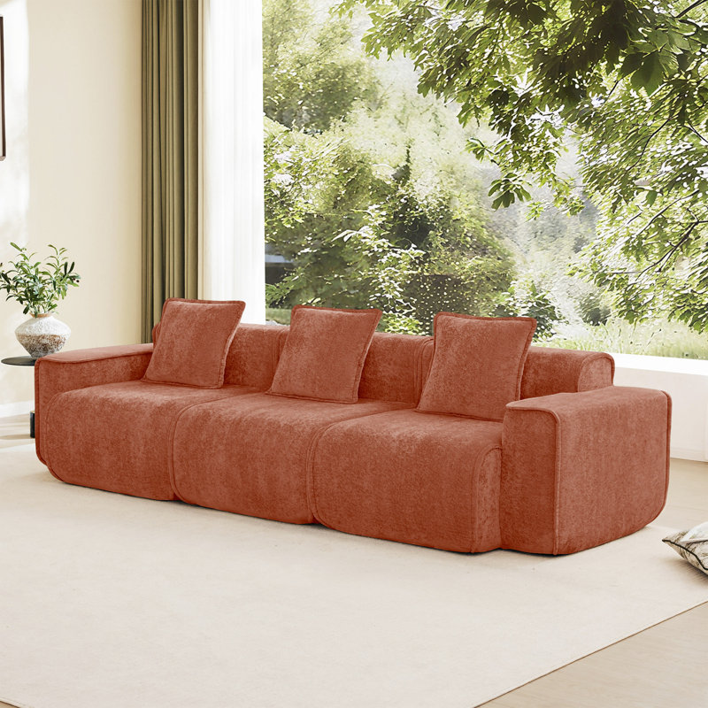 Canapé en velours Boneless Harrison LSF & RSF, H 31,1 po x l 108,66 po x P 38,2 po, Rouge, 3