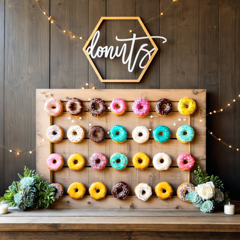 Grande enseigne de fête en bois, beignet