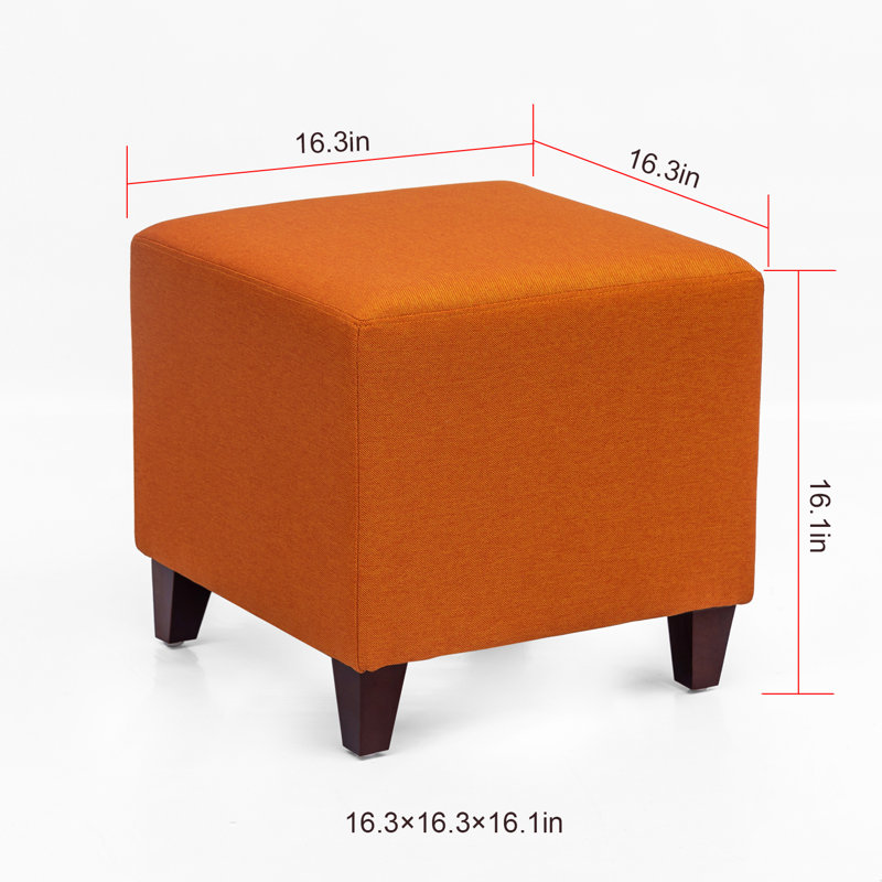 Moorhouse Upholstered Ottoman, Orange 100% Polyester