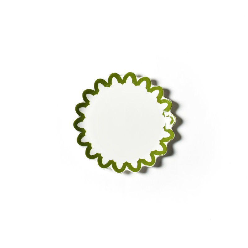 Assiette à salade festonnée Olive Arabesque, Vert