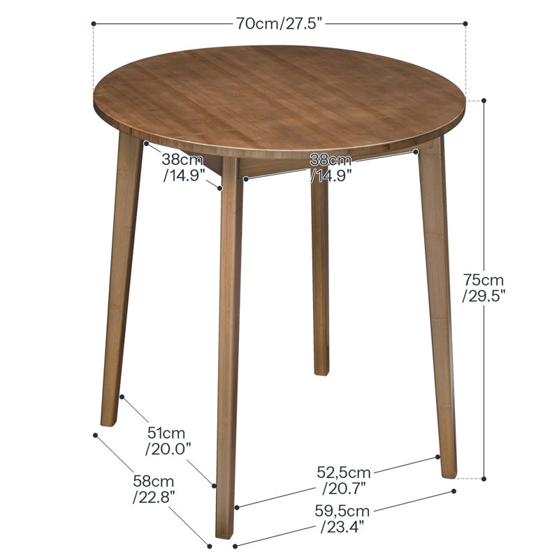 Table à manger ronde en bambou, Brun