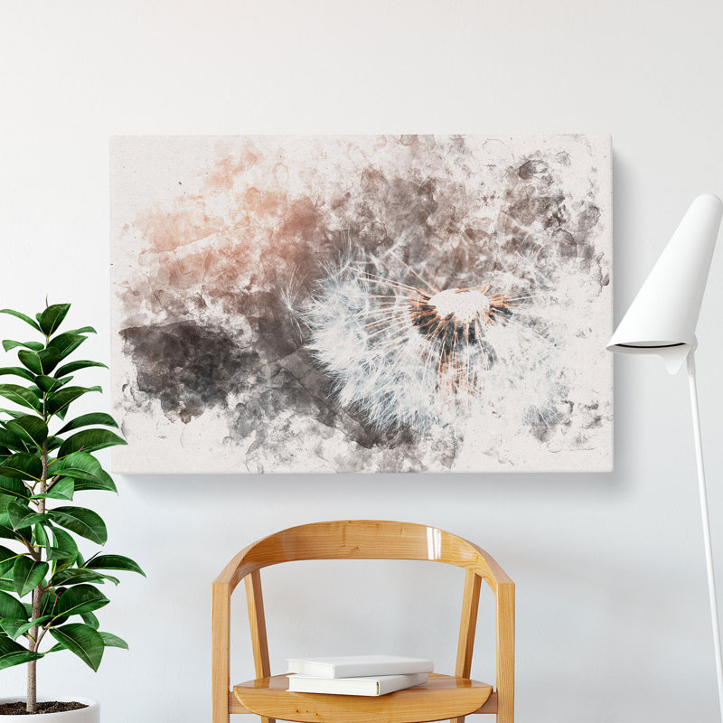 Floating Dandelion Seeds - Wrapped Canvas Print, 35cm H x 50cm W x 3cm D