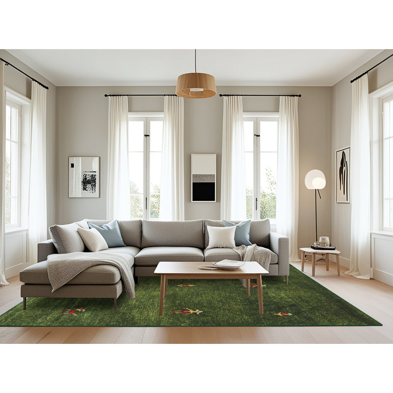 Tapis vert contemporain Naema, Rectangle 8 pi x 10 pi