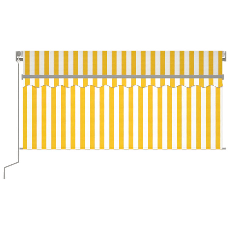 Dakota Fields 250cm D Fabric Yellow&White Cover Retractable Patio Awning, Yellow/White, 3.5m W x 2.5m D