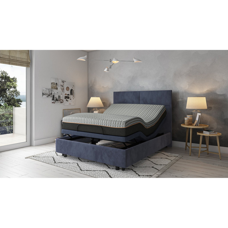 Adjustable Queen-size Bed Base With Head & Foot Positioning, Wireless Remote, 2 Ports, , 3 Preset Settings, Massage Feature, Led Under Lighting, Emergency Battery, Legs Queen And Position