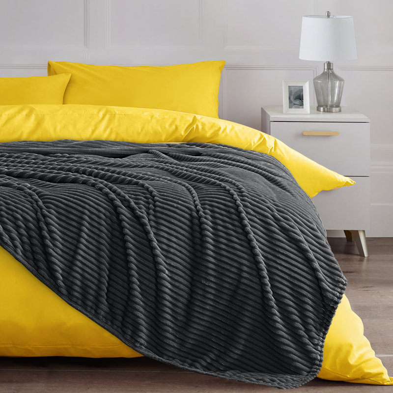 Thermal Supersoft Snug Cord Throw Blanket, Charcoal