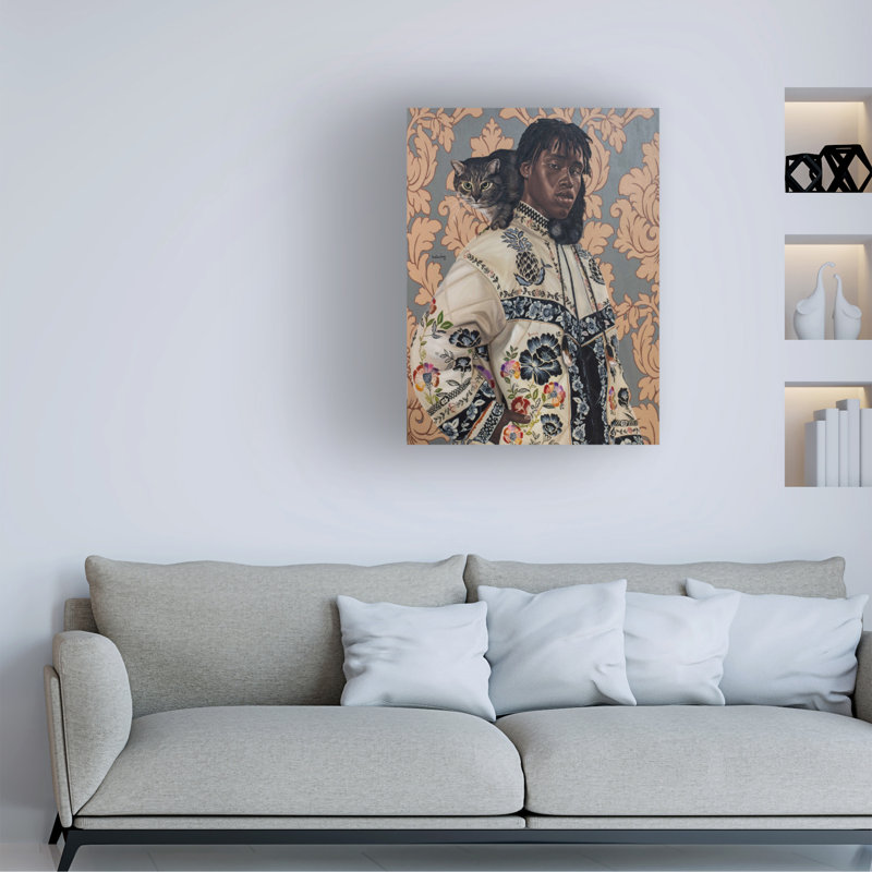Bolognaise tenant un chat sur toile, H 47 po x l 35 po x P 2 po