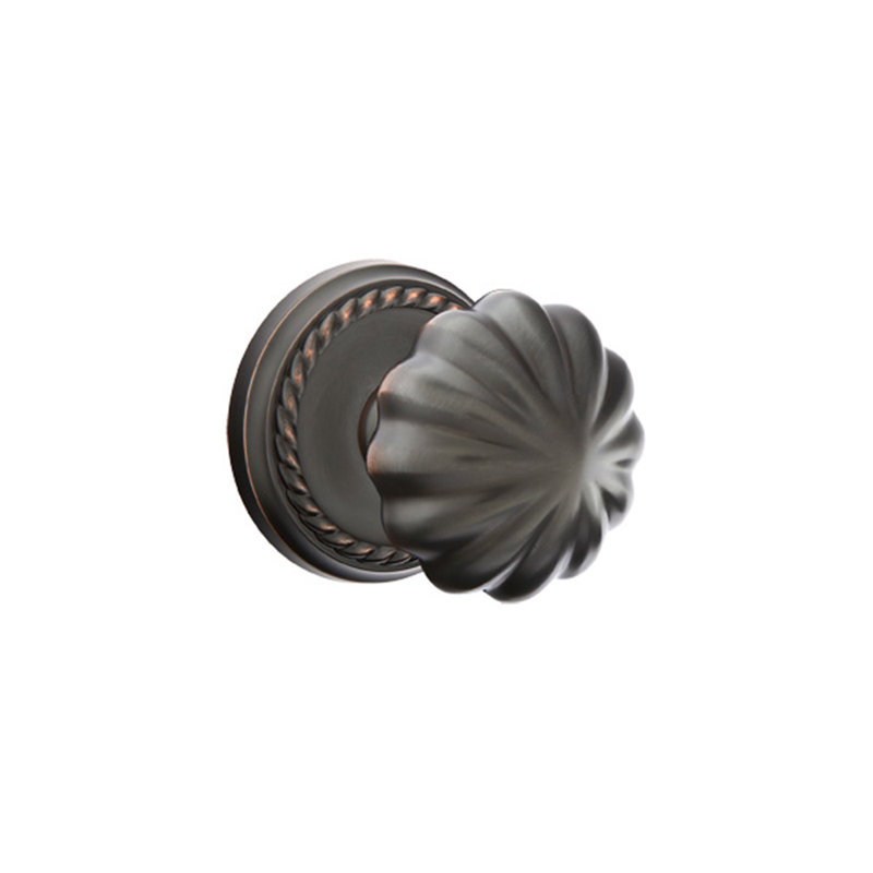 Passage Melon Knob with Rope Rose, Oil Rubbed Bronze