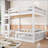 Full Over Full Pine Wood Bunk Bed with Ladder &amp; Guardrails – White, No Box Spring Needed, 600lbs Capacity