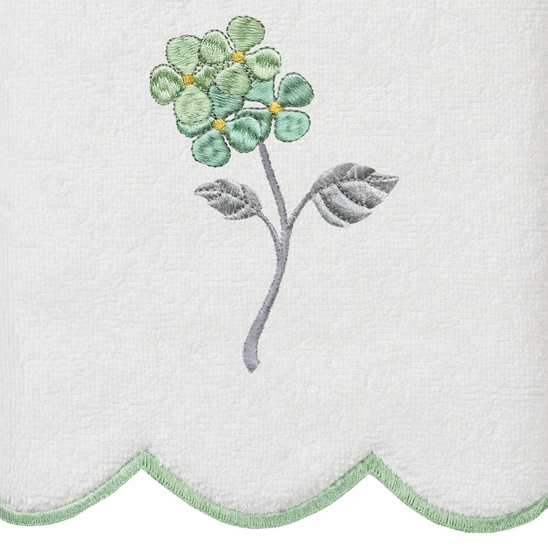  Ensemble de serviettes 100% coton 100% turc HYDEA, Blanc/vert, Ensemble de 3 serviettes de bain, serviettes à do