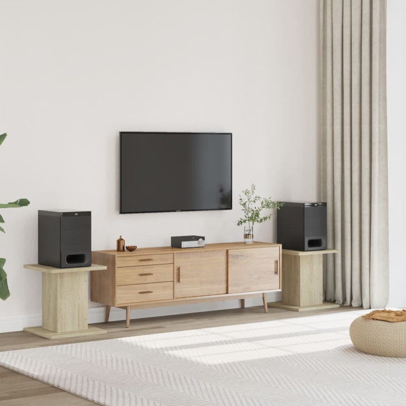  Speaker Stands Living Room Speaker Floor Stand 2 Pcs Engineered Wood