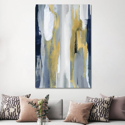 Converge Blue And Gold I by Jackie Hanson - Wrapped Canvas Print