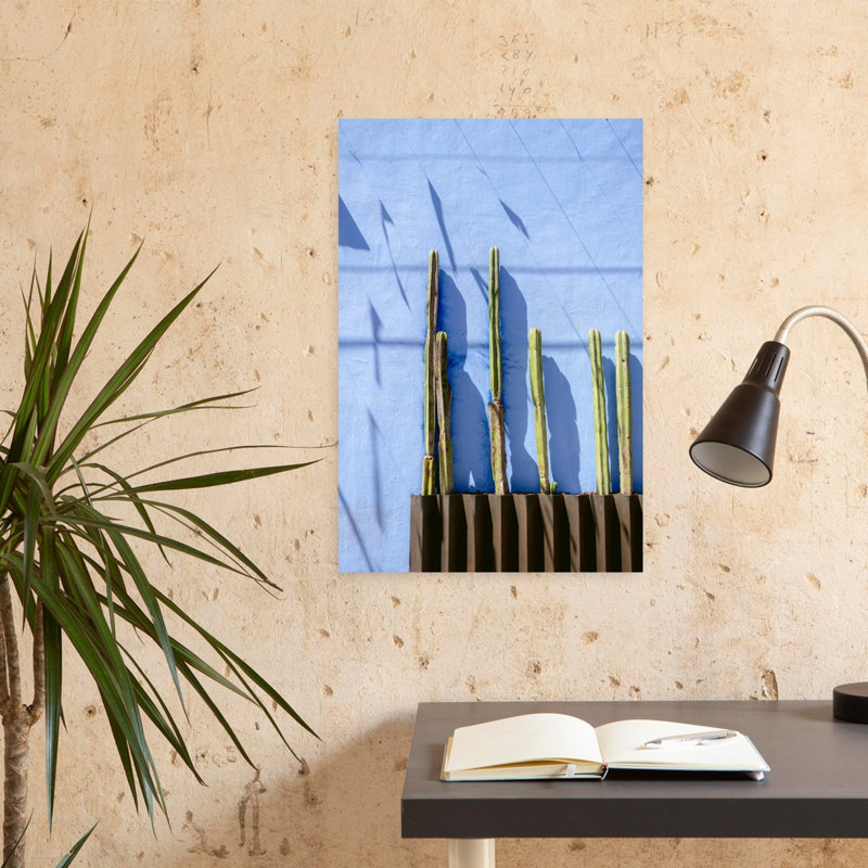 Art contemporain contemporain, art abstrait coloré, cactus abstrait minimaliste, H 48 po x l 32 po