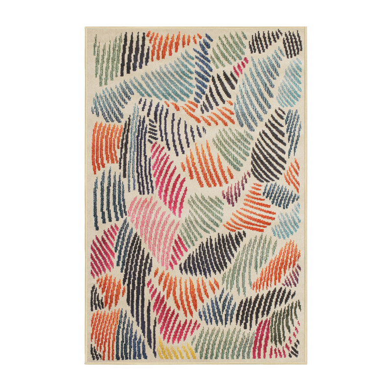 Tapis orange/rose/noir contemporaine, Rectangle 2 pi x 3 pi