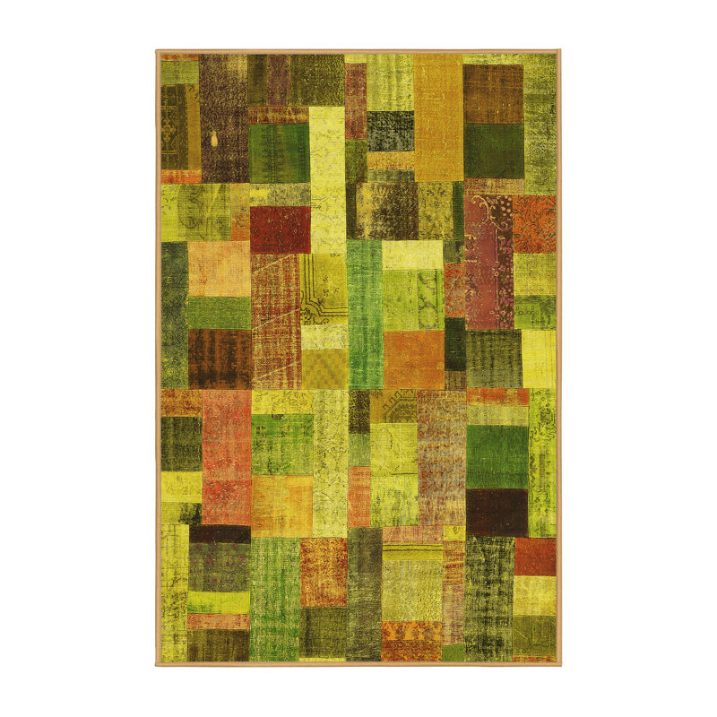 Tapis contemporains 443 jaunes lavables à la machine, Rectangle 2 pi x 3 pi