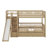 Twin Over Twin Bunk Bed With Staircase And Slide, Solid Wood Bunk Bed With Storage Drawers For Kids, No Box Spring Needed-1823453403