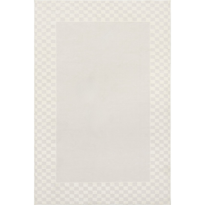 Kalina High-Low Checkered Bordered Area Rug, Rectangle 4' x 6'