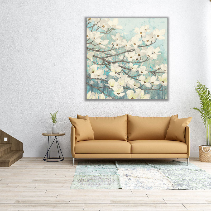 Dogwood Blossoms II - reproduction d'art sur toile, H 12 po x l 12 po