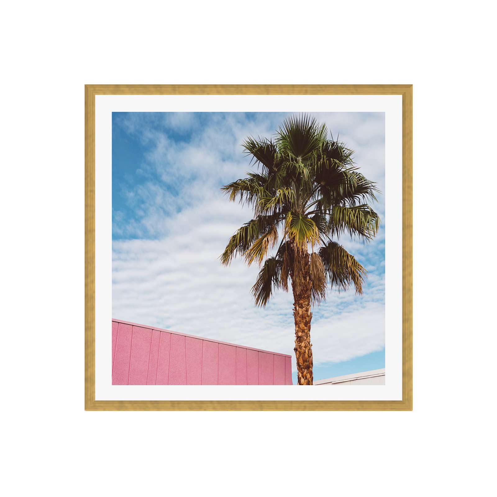 Palm Springs Vibes Photo Print, Yes, Gold Single Picture Framed, 12" H x 12" W x 0.75" D