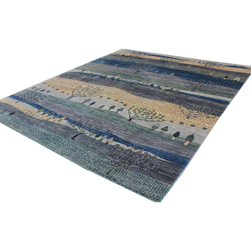 One-of-a-Kind High-Quality Hand-Knotted Blue/Beige/Gray Area Rug
