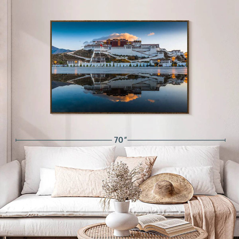 Palais du Pocala au Tibet, 46 po x 31 po, Cadre flottant en noyer