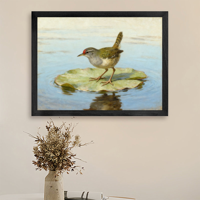 «Black», encadré noir, bel oiseau de jardin, H 9 po x l 11 po