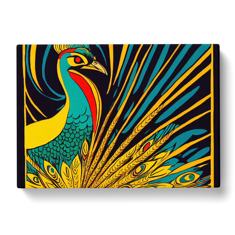 The Neat Peacock Abstract - Wrapped Canvas, 40cm H x 60cm W x 3cm D