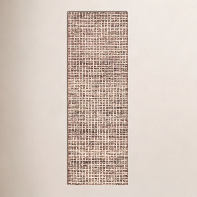 Brown Hand-Tufted Checkered Wool Rug