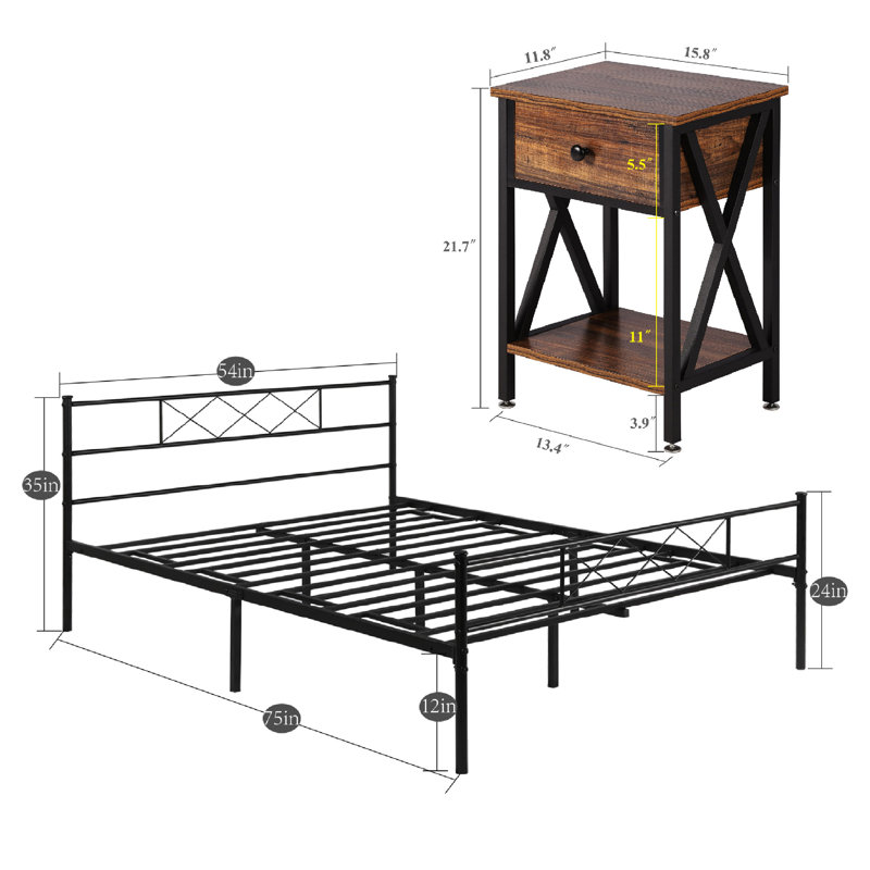 Kempst Steel Piece Bedroom Set, Full, Brown