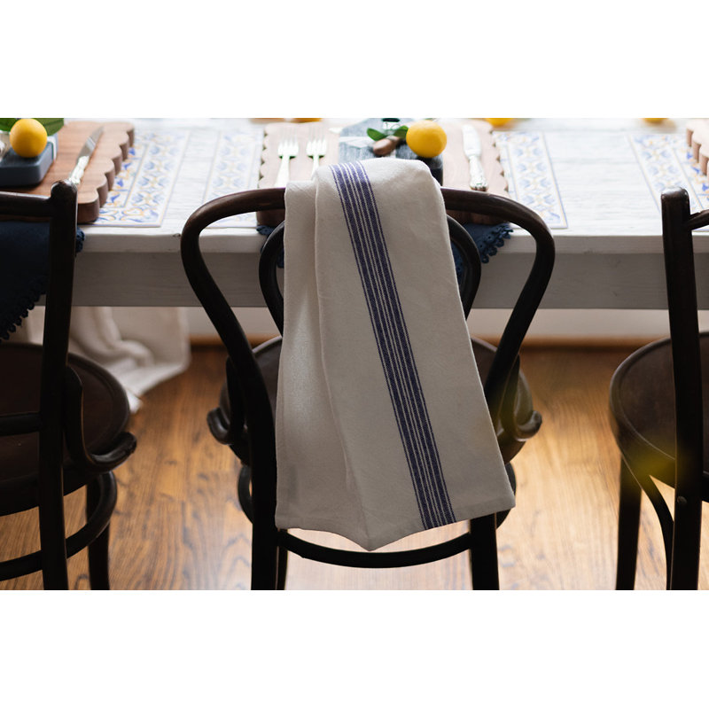 Torchons de cuisine de style bistro français - Lot de 2 - Rayures vintage bleu marine, Marine