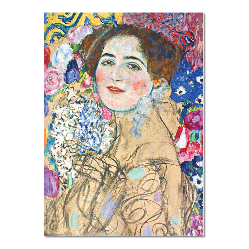 Close-up of Ria Munk III by Gustav Klimt - Unframed Painting on Glass, 95cm H x 65cm W