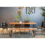 Table de salle à manger rectangulaire en bois, 30,5 po de hauteur, 71 po de largeur, 37 po de profondeur, 6 sièges, pieds en épingle à cheveux en métal à structure ouverte de style contemporain, largeur, pour 6 personnes, minimaliste
