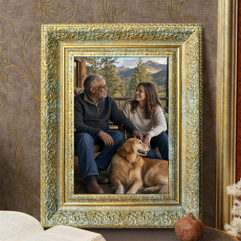 Cadre photo mural doré antique 1 pièce 8 po x 10 po avec finition maison