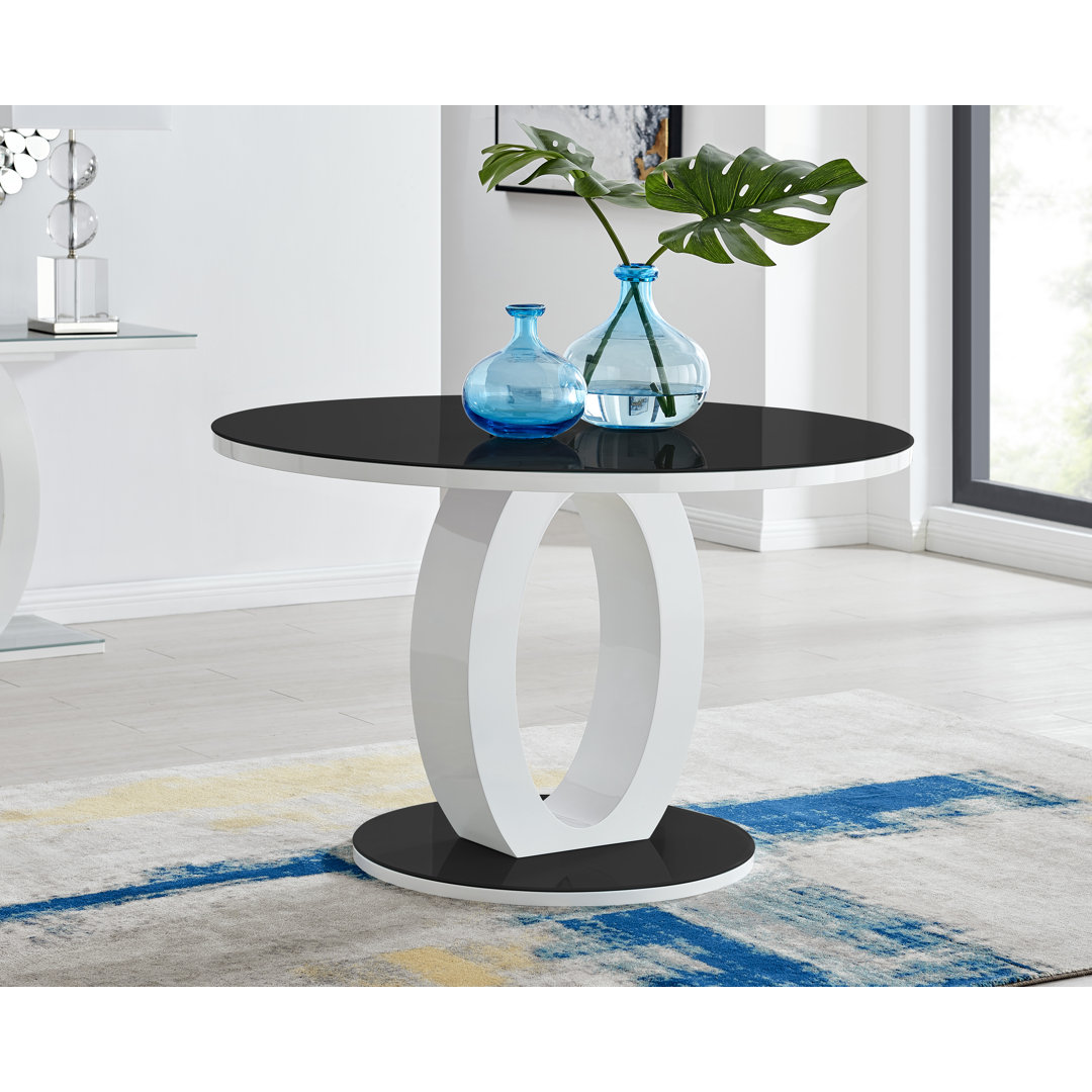 Scottsmoor Luxury High Gloss Round Dining Table - Modern Halo Design Kitchen Table East Urban Home Top
