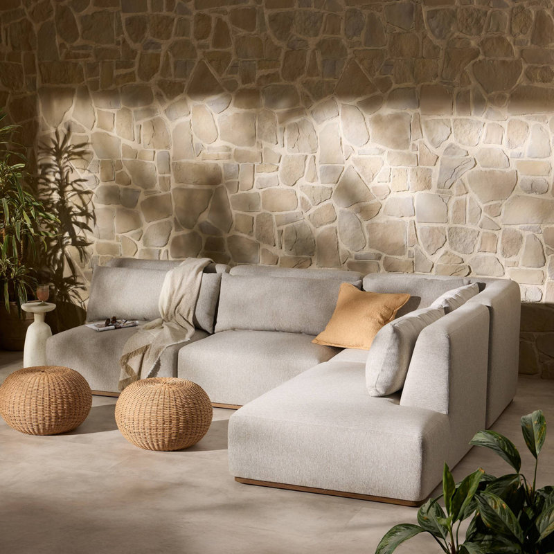 Adler Outdoor 4PC Sectional-LAF Bumper Chaise-Concha Fog, Right Hand Facing